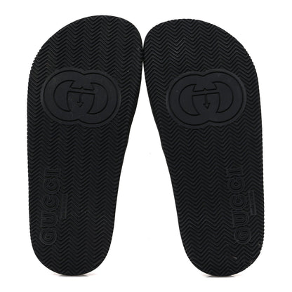 Gucci Rubber Web Women's Interlocking G Slide Sandals 35 Black