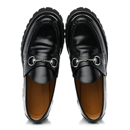 Gucci Cordovan Lux Women's Horsebit Platform Loafers 39 Black