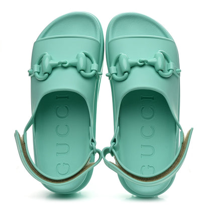 Gucci Rubber Isla Women's Sandals 37 Teal Cyan