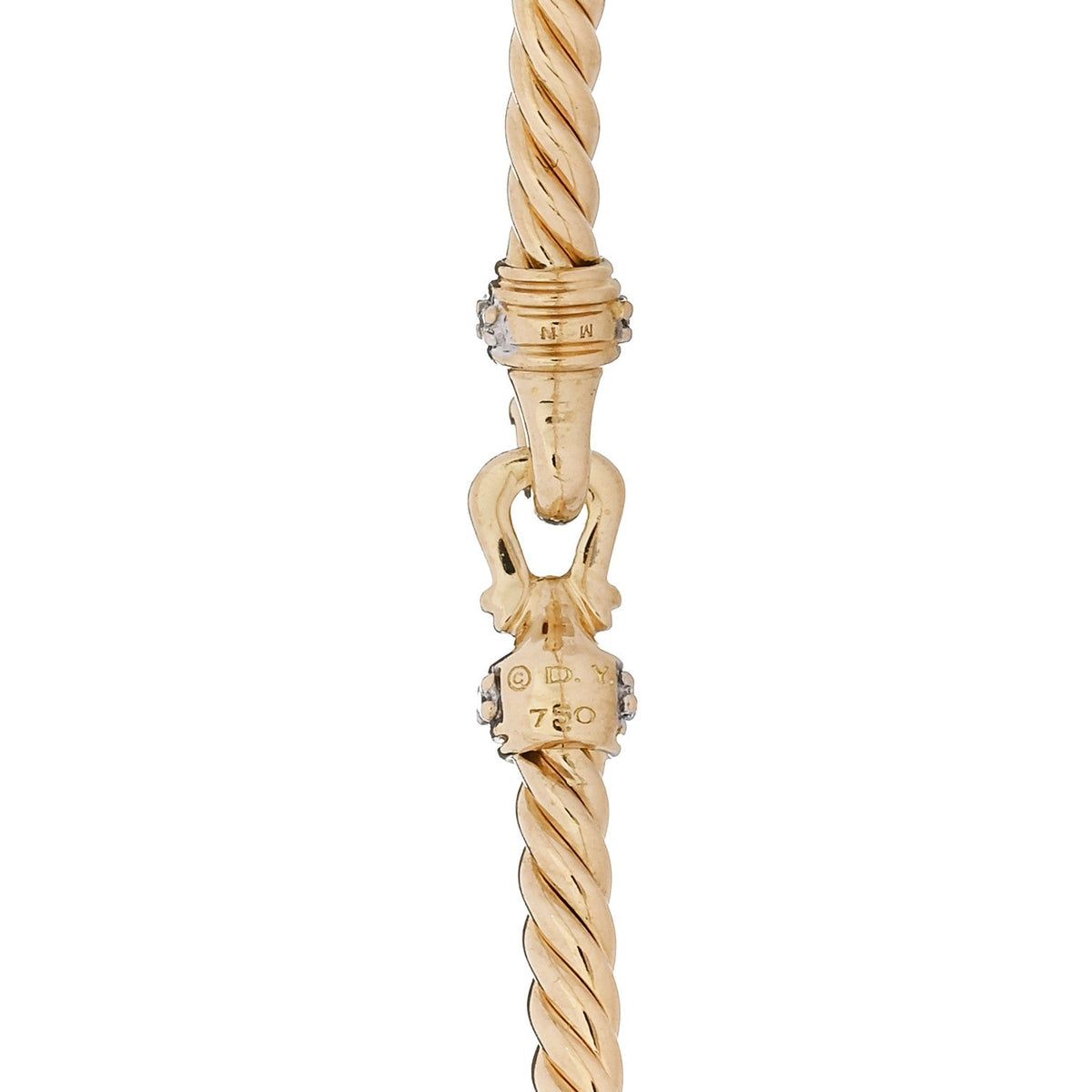 18K Yellow Gold Diamond 2.6mm Cable Collectibles Buckle Bracelet