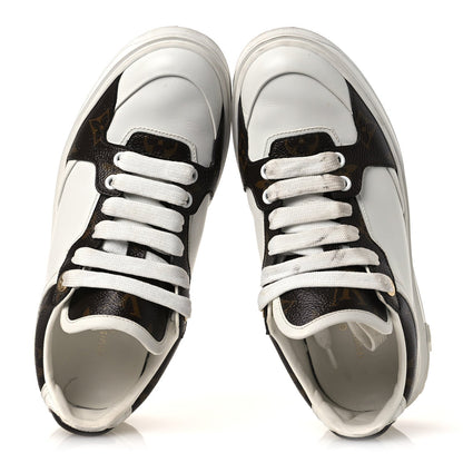 Louis Vuitton Calfskin Women's Embossed Monogram Time Out Sneakers 36 White
