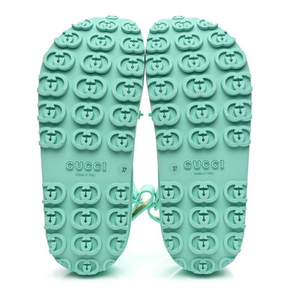 Gucci Rubber Isla Women's Sandals 37 Teal Cyan