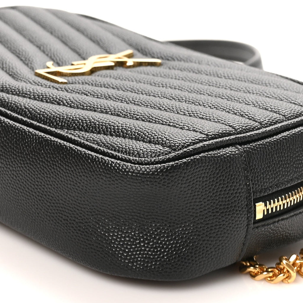 Saint Laurent Grain De Poudre Matelasse Monogram Mini Lou Camera Bag Black