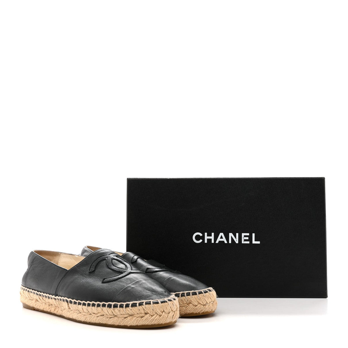 Chanel Lambskin Women's CC Espadrilles 38 Dark Navy