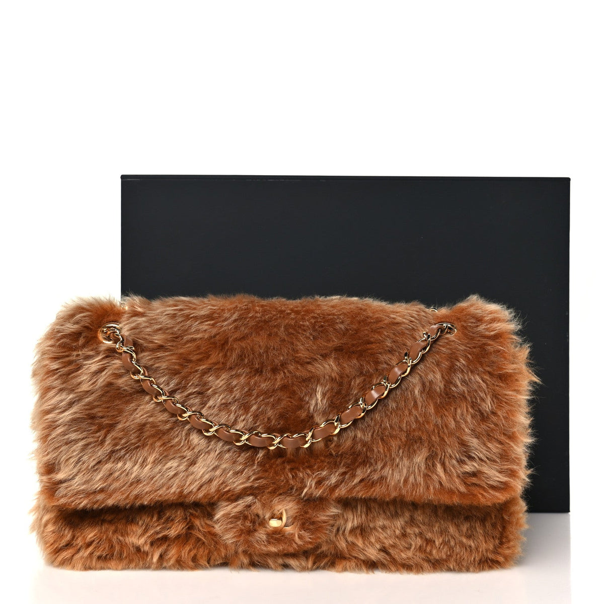 Chanel Shearling Lambskin Small Souplissimo Maxi Flap Brown