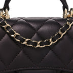 Chanel Iridescent Lambskin Quilted Top Handle Clutch With Chain Bordeaux