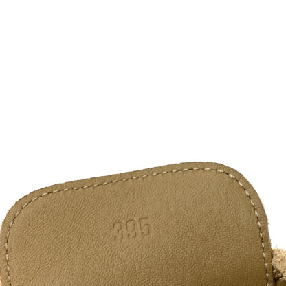 Hermès Suede Calfskin Women's Member Lazy Loafers 39.5 Beige Albatre