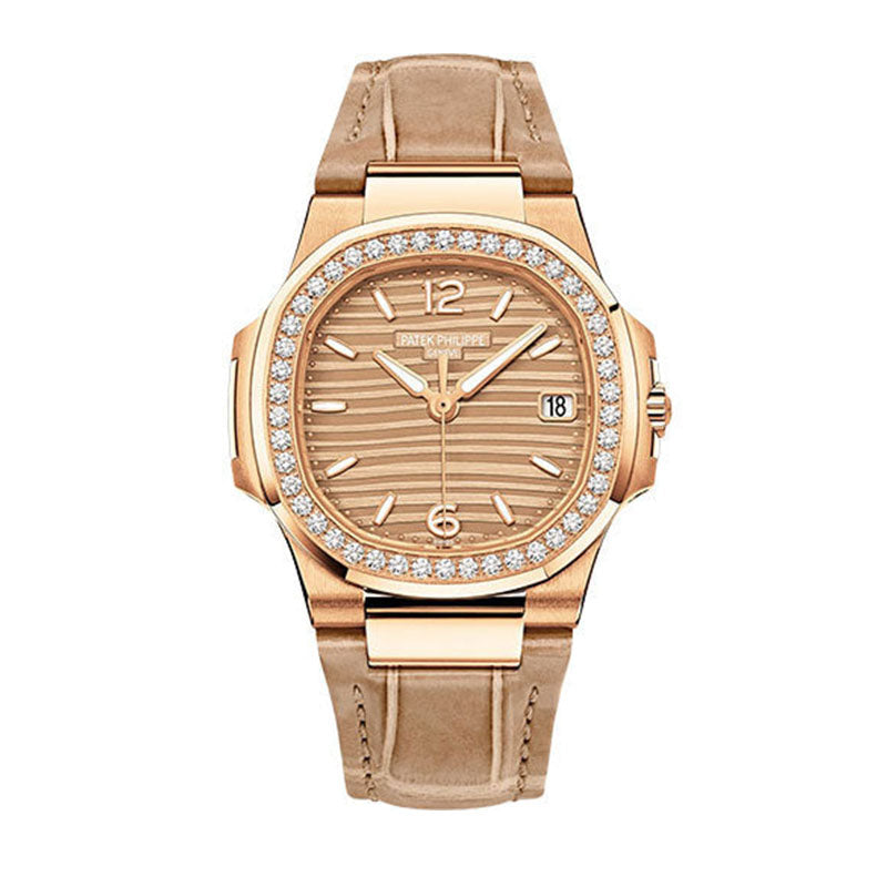 P. PP Nautilus Date Sweep Seconds - 32 mm - Rose Gold - Golden Dial - 7010R-012