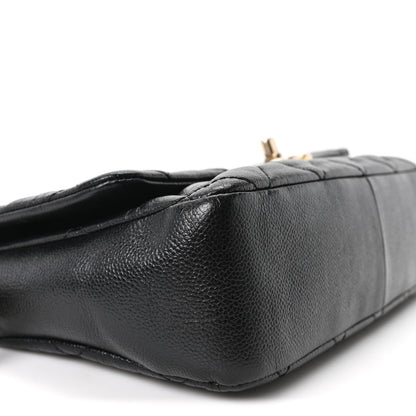Large Quilted Caviar Flap Shoulder Bag