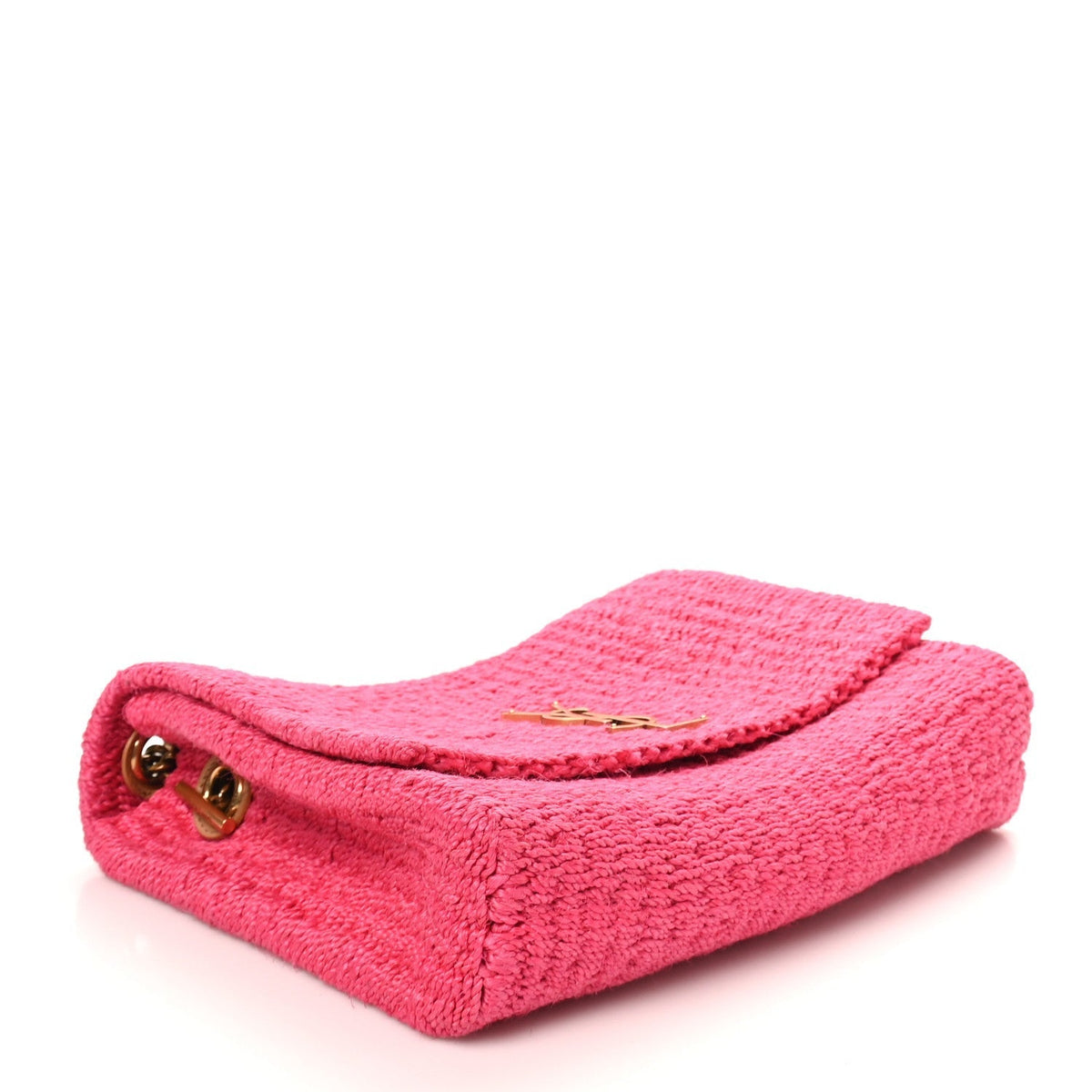 Saint Laurent Raffia Medium Monogram Kate Satchel Pink Glow