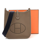 Hermes Taurillon Clemence Amazone Evelyne TPM Etoupe Bleu Indigo
