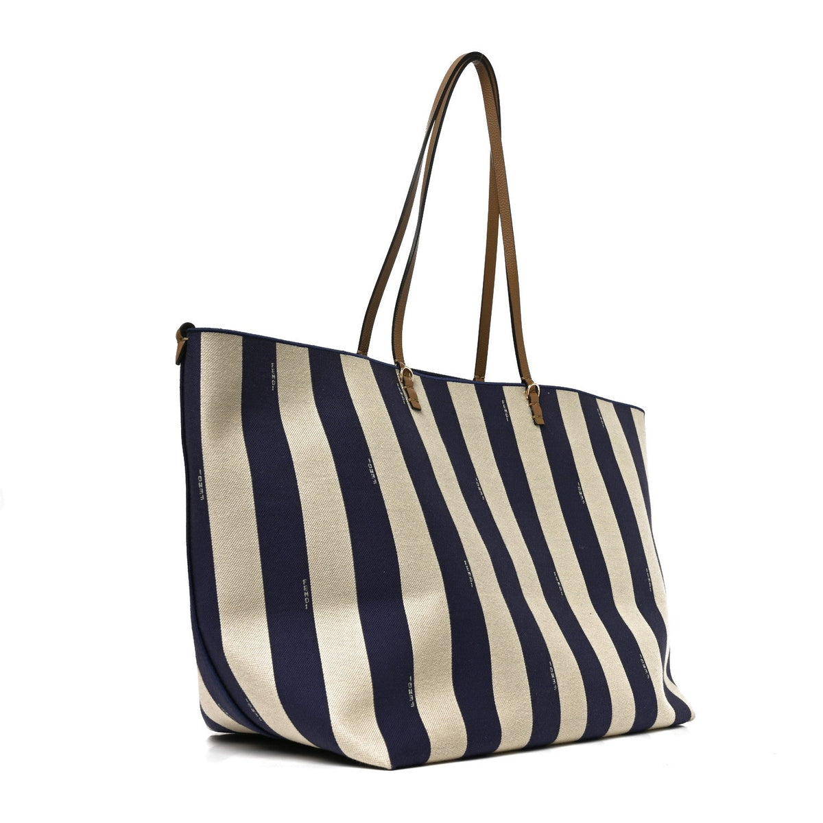 Fendi Pequin Vitello Reversible Large Shopping Tote Midnight Blue