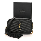 Saint Laurent Grain De Poudre Matelasse Monogram Mini Lou Camera Bag Black