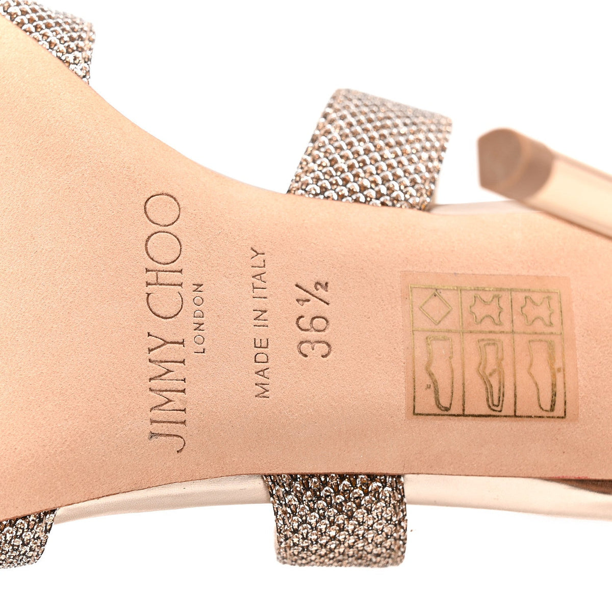 Jimmy Choo Lamé Glitter Women's Lottie Sandals 36.5 Macaroon
