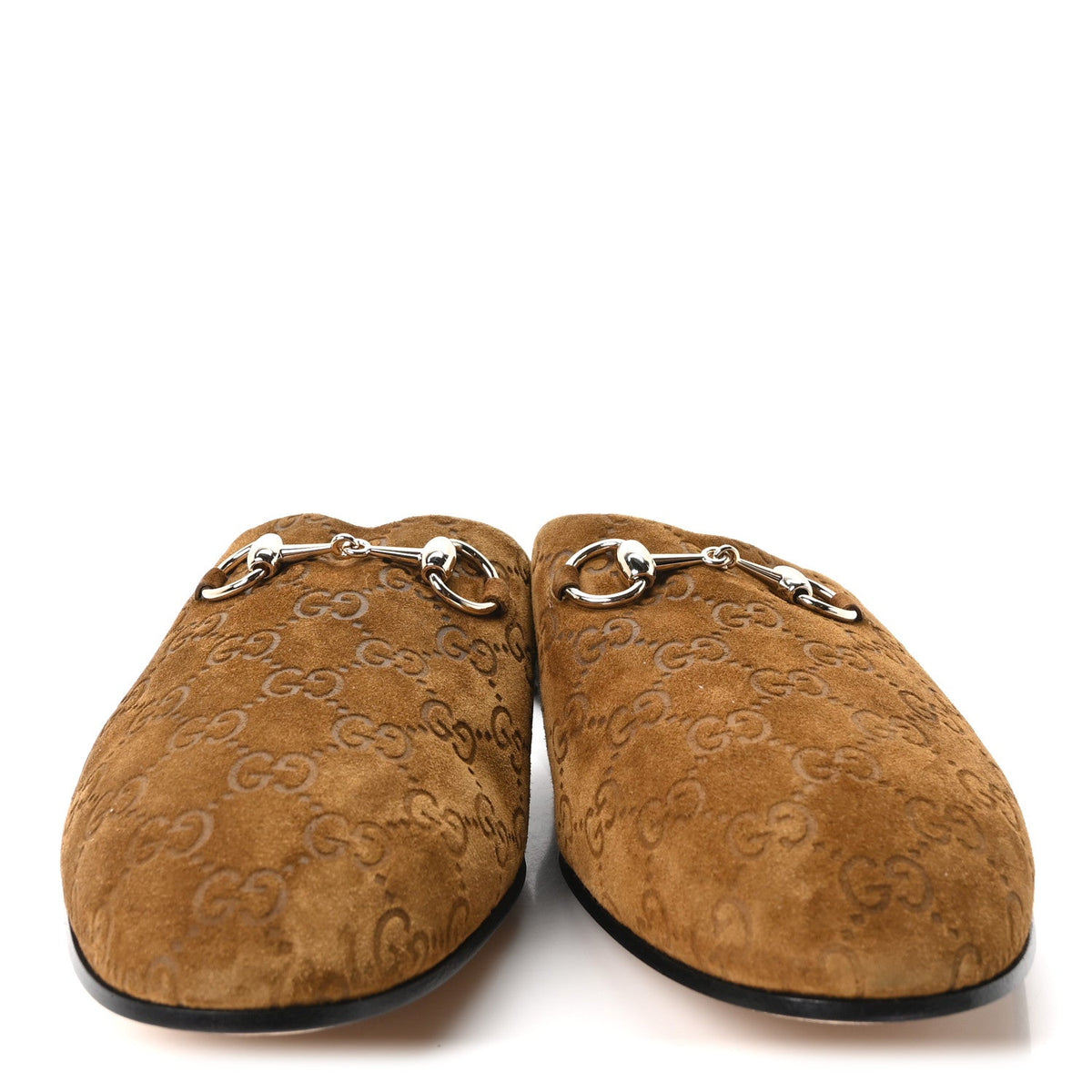 Gucci Suede Cachemire Men's Monogram Princetown Slippers 10 Pepper Brown