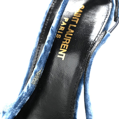 Saint Laurent Velvet Women's Tom 90 Dream Slingback Pumps 37.5 Denim