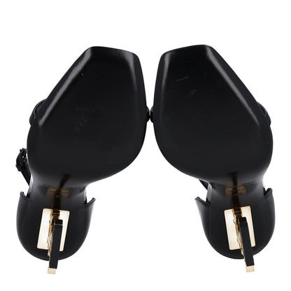 Saint Laurent Patent Calfskin Women's Opyum 110 Sandals 35 Black Gold