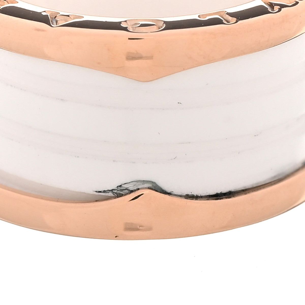 18K Rose Gold White Ceramic B.Zero1 Four-Band Ring 53 6.5
