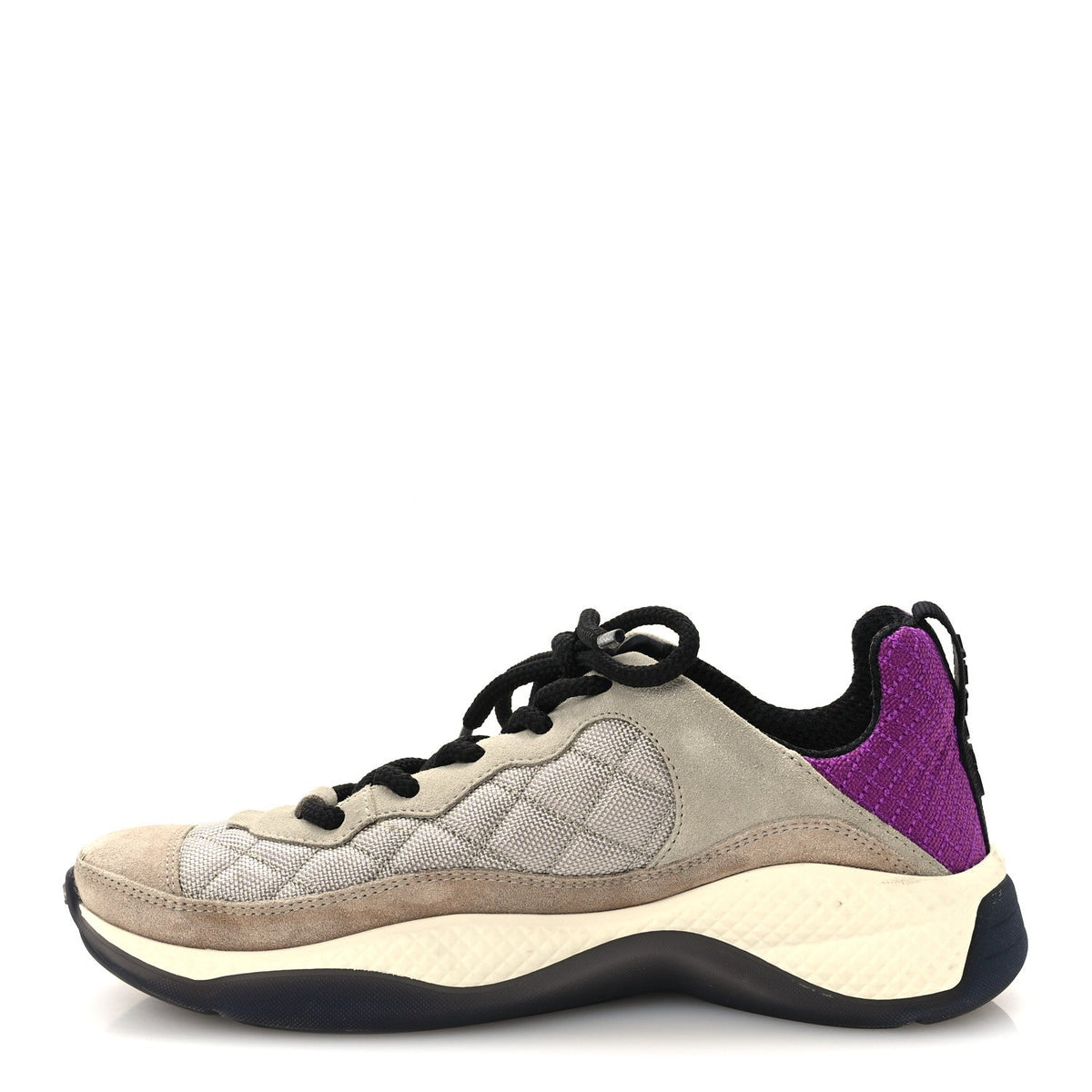 Mesh Suede Calfskin CC Sneakers Light Beige Purple Beige