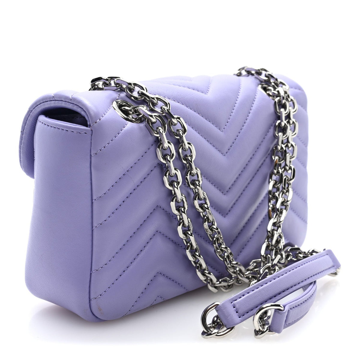 Gucci Lambskin Matelasse Small GG Marmont Shoulder Bag Lapis