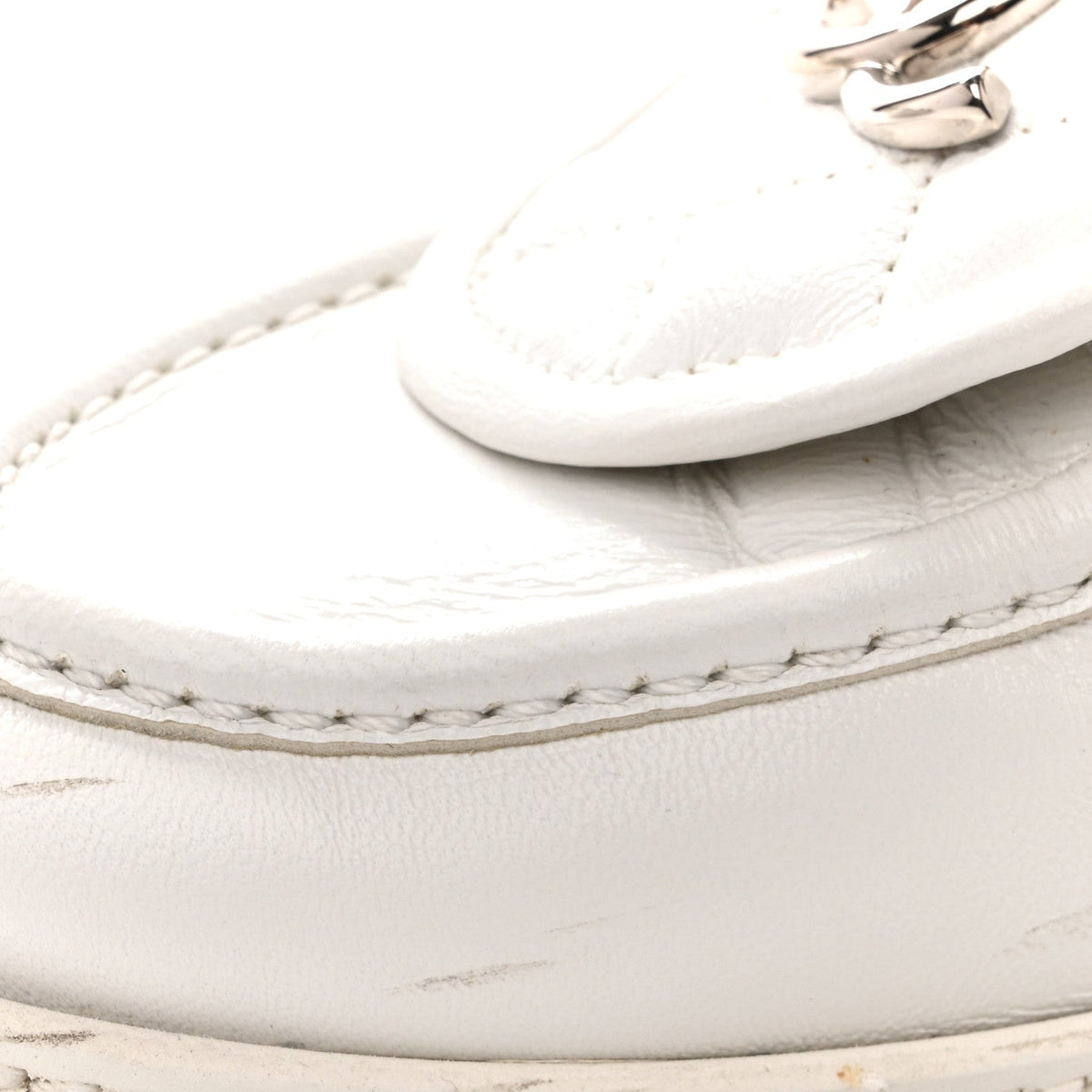 Chanel Shiny Lambskin Women's Quilted CC Turnlock Loafers 40 White