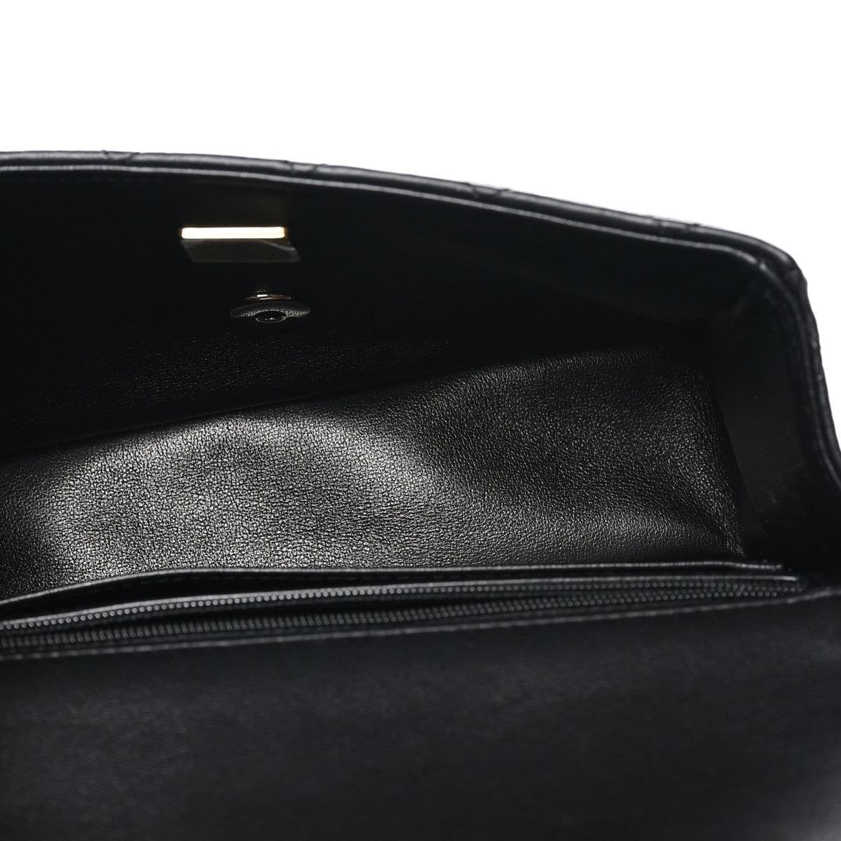 Chanel Lambskin Quilted Mini Top Handle Rectangular Flap Black