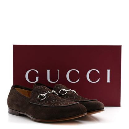 Gucci Suede Men's Jordy Horsebit Loafers 8 Night Cocoa