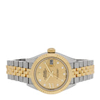 Rolex Stainless Steel 18K Yellow Gold Diamond 28mm Oyster Perpetual Datejust Watch Champagne Star 279173