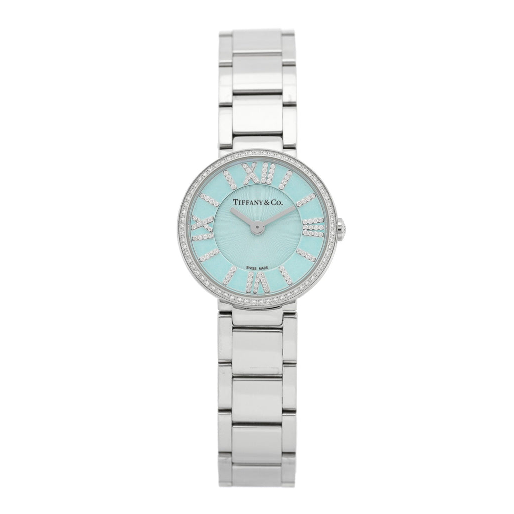 Tiffany Stainless Steel Diamond 24mm Atlas Quartz Watch Ice Blue