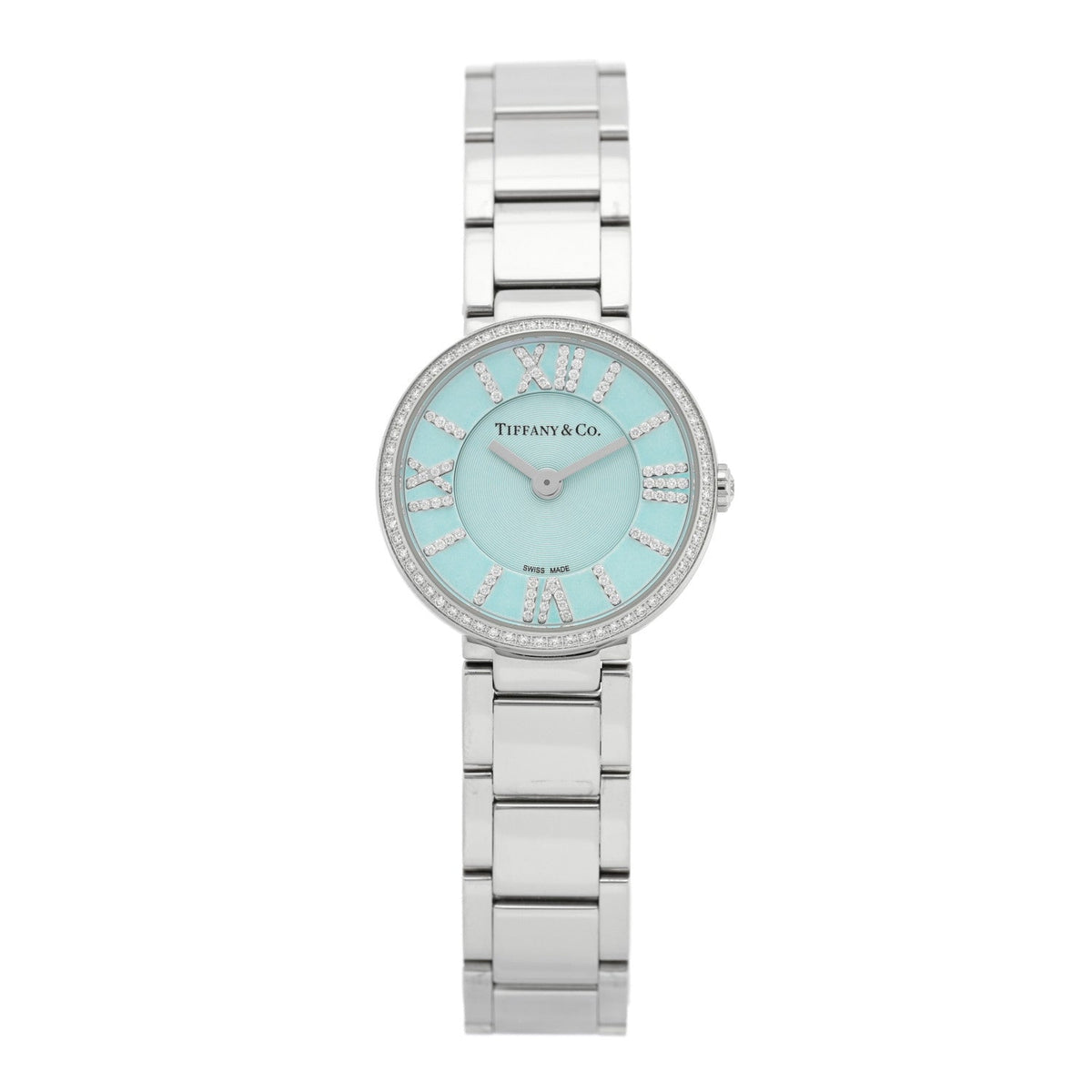 Tiffany Stainless Steel Diamond 24mm Atlas Quartz Watch Ice Blue