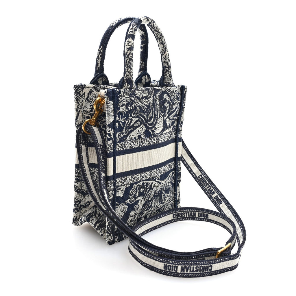 Christian Dior Canvas Mini Book Tote Phone Bag Blue