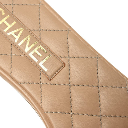 Chanel Lambskin Women's Quilted CC Turnlock Sandals 39 Beige