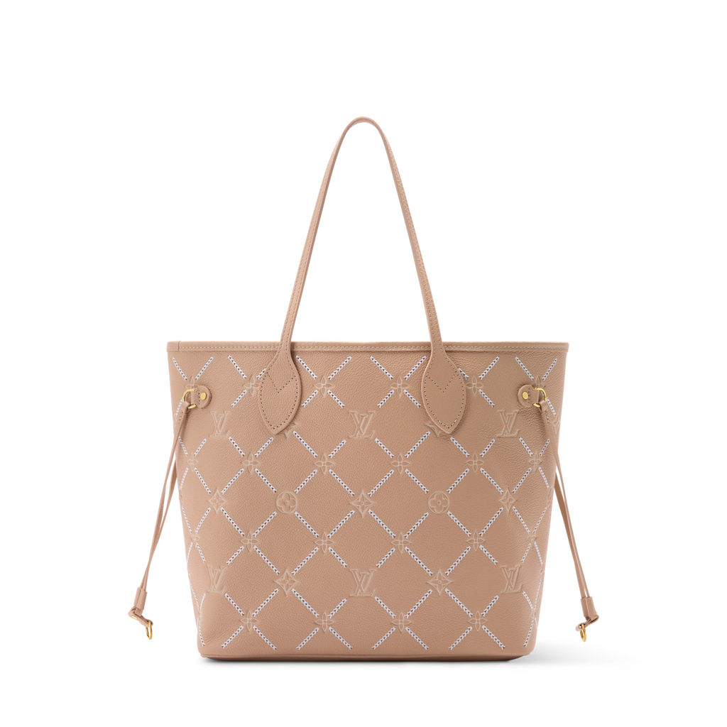 Women's Neverfull MM Light Bliss Monogram Empreinte Leather Tote Bag M28527