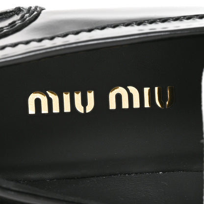 Miu Miu Spazzolato Calfskin Women's Penny Loafers 36 Black White