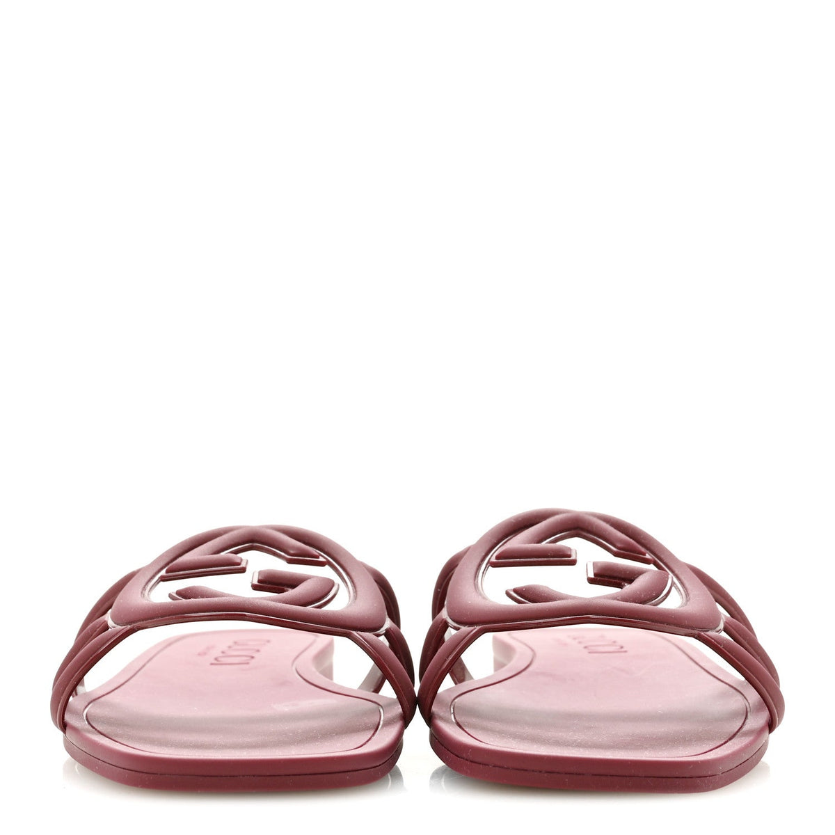Gucci Rubber Women's Interlocking G Slide Sandals 39 Rosso Ancora