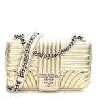Prada Metallic Nappa Impunture Diagramme Medium Chain Flap Shoulder Bag Gold
