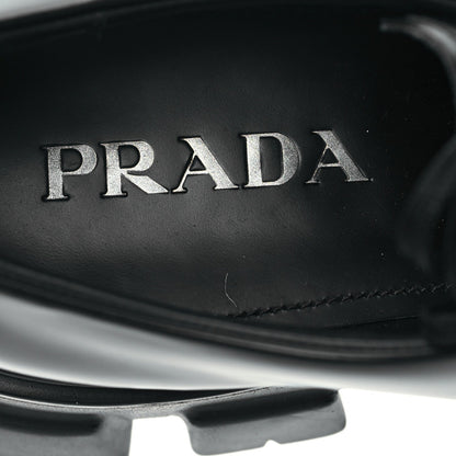 Prada Spazzolato Rois Monolith 55mm Men's Derby Loafers 8 Black