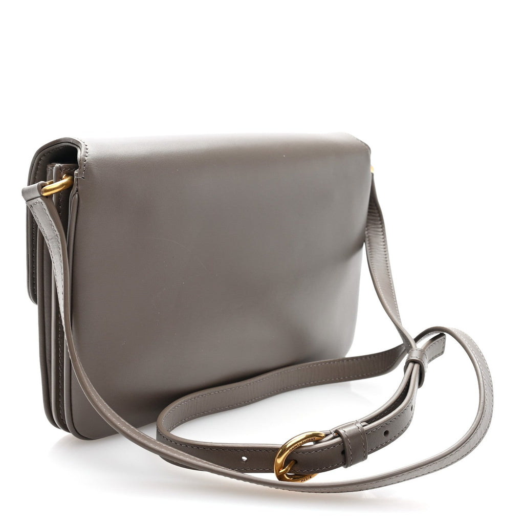 Saint Laurent Smooth Calfskin Le Maillon Satchel Greyish Brown