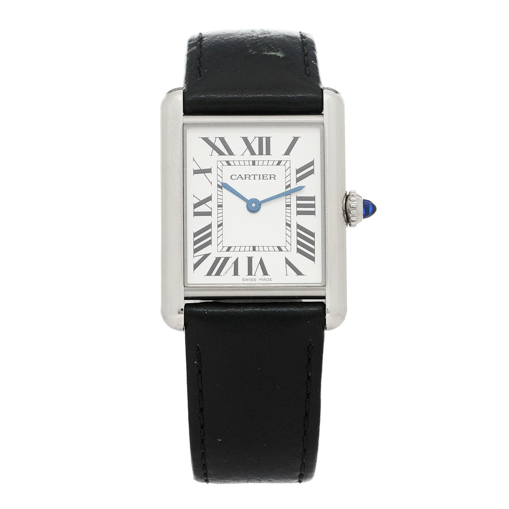 Cartier Stainless Steel Calfskin 25mm Must de Cartier Tank Quartz Watch