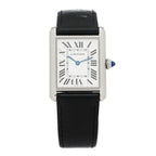 Cartier Stainless Steel Calfskin 25mm Must de Cartier Tank Quartz Watch