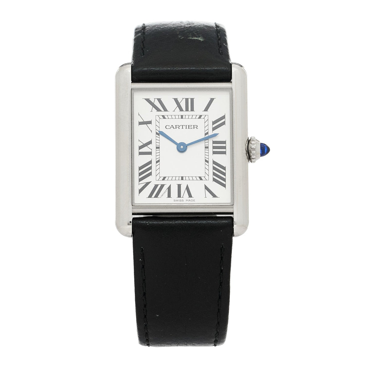 Cartier Stainless Steel Calfskin 25mm Must de Cartier Tank Quartz Watch