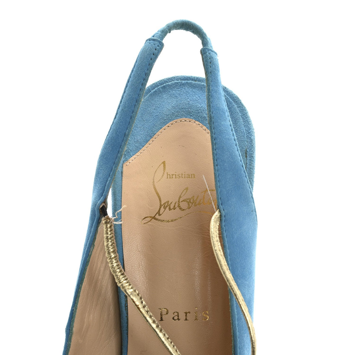 Christian Louboutin Suede Women's Spritney 100 Peep Toe Pumps 41 Blue