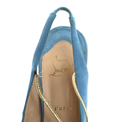 Christian Louboutin Suede Women's Spritney 100 Peep Toe Pumps 41 Blue