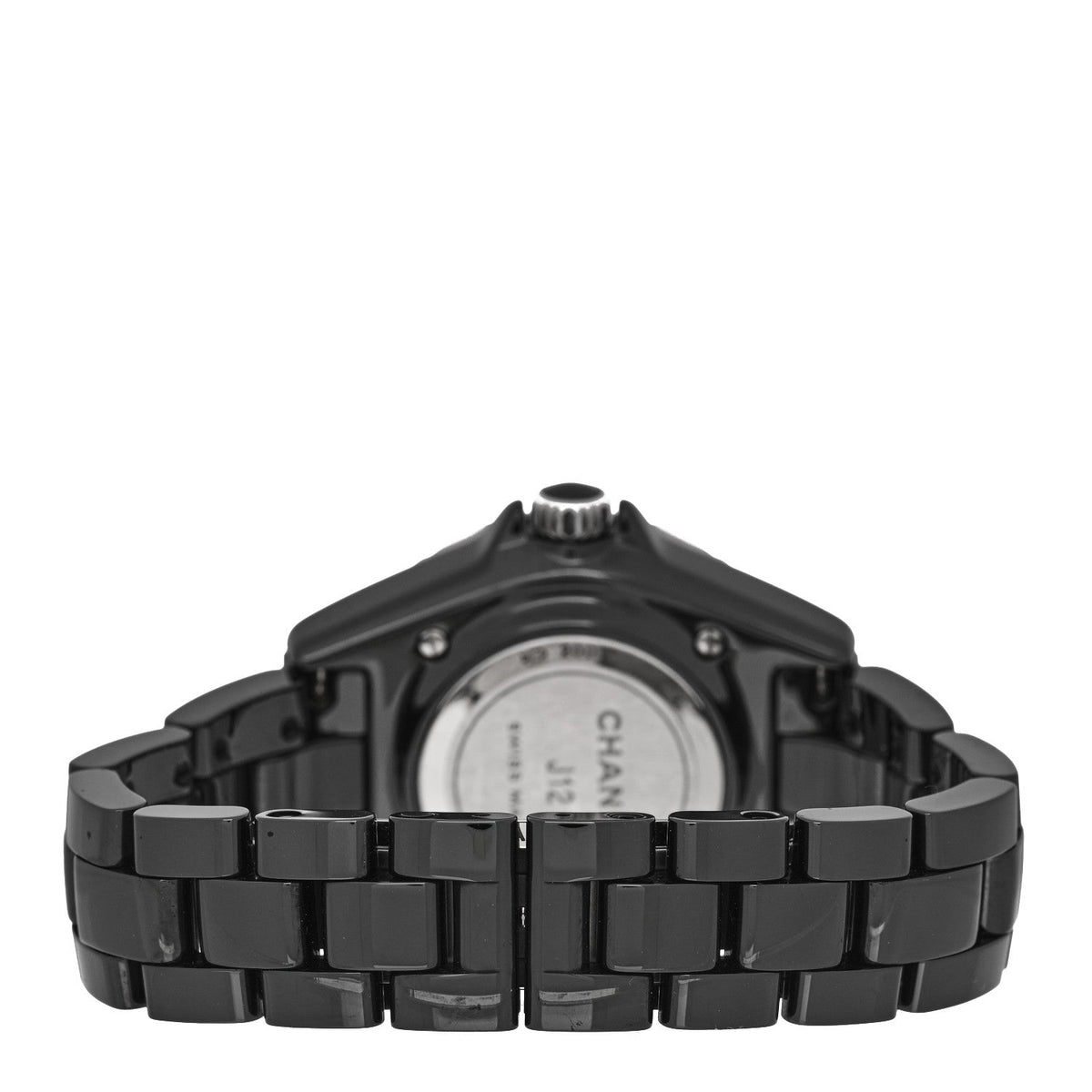 Chanel Stainless Steel Ceramic Diamond 33mm J12 Quartz Watch Black