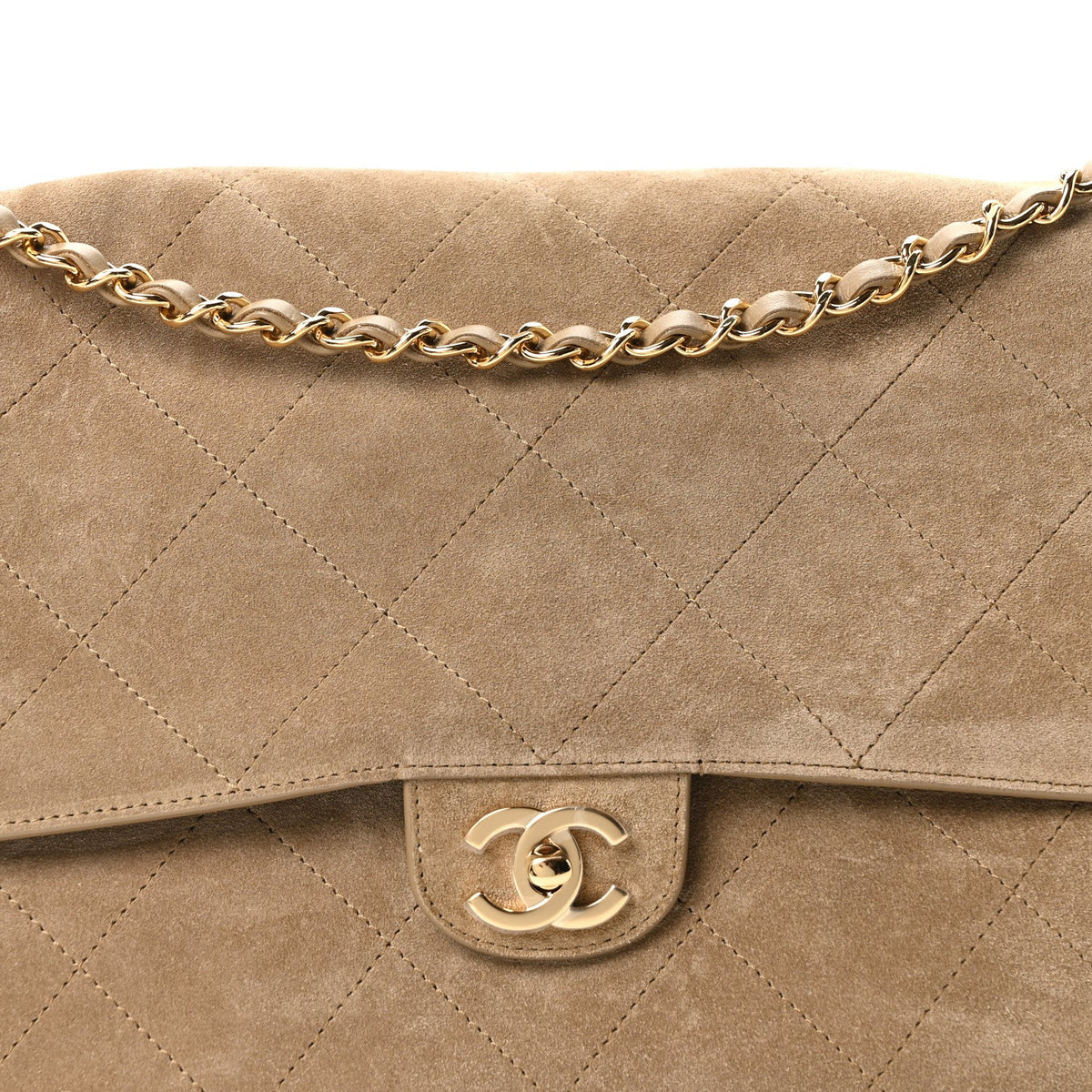 Maxi Calfskin Suede Flap Shoulder Bag