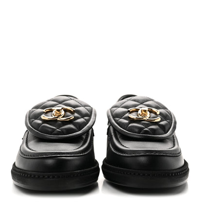 Chanel Lambskin Quilted CC Turnlock Women's Loafers Black