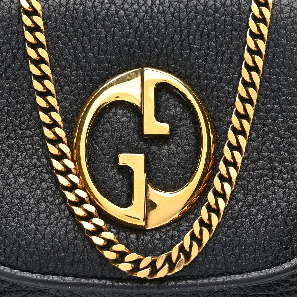 Gucci Pebbled Calfskin Small 1973 Chain Shoulder Bag Black
