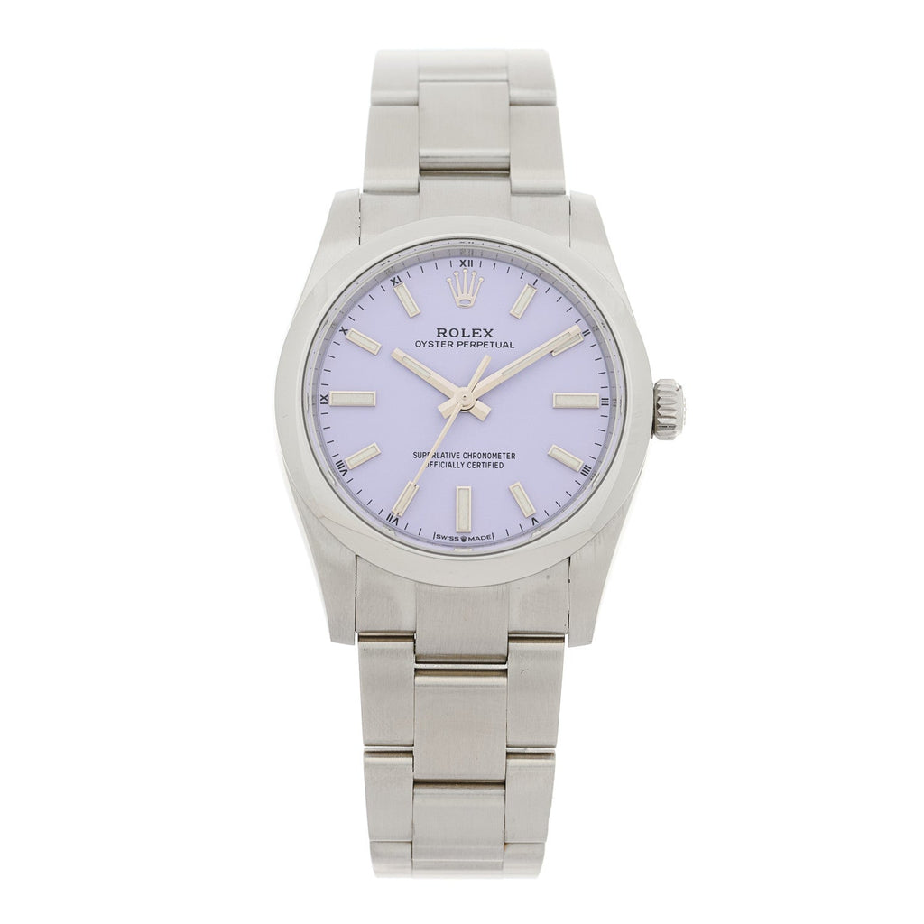 Rolex Stainless Steel 34mm Oyster Perpetual Watch Lavender