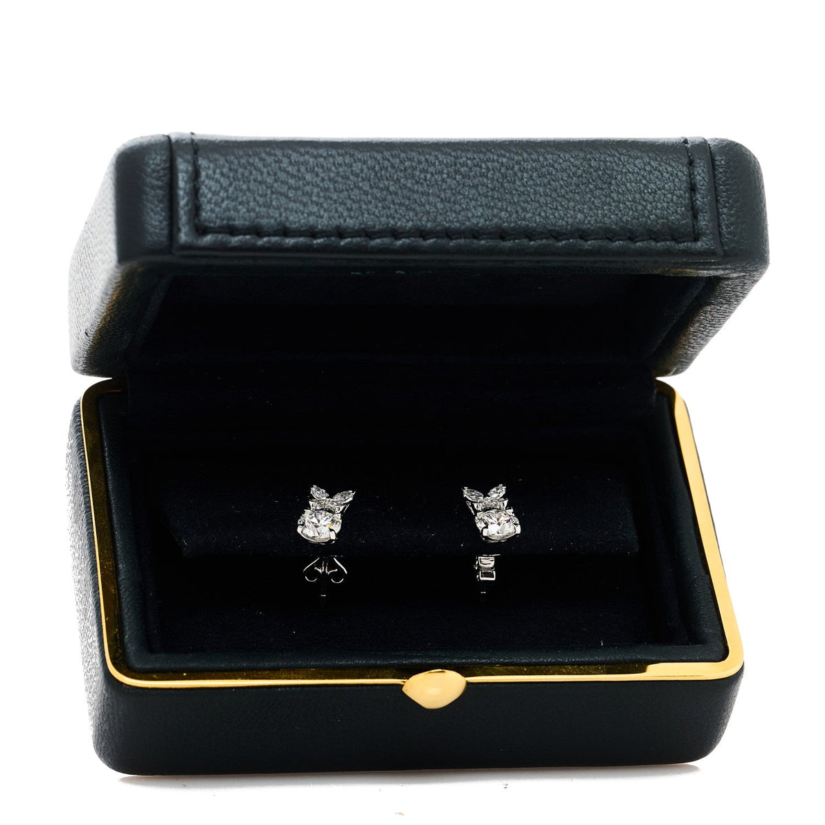 18K White Gold Diamond Classic Butterfly Round Diamond Earrings
