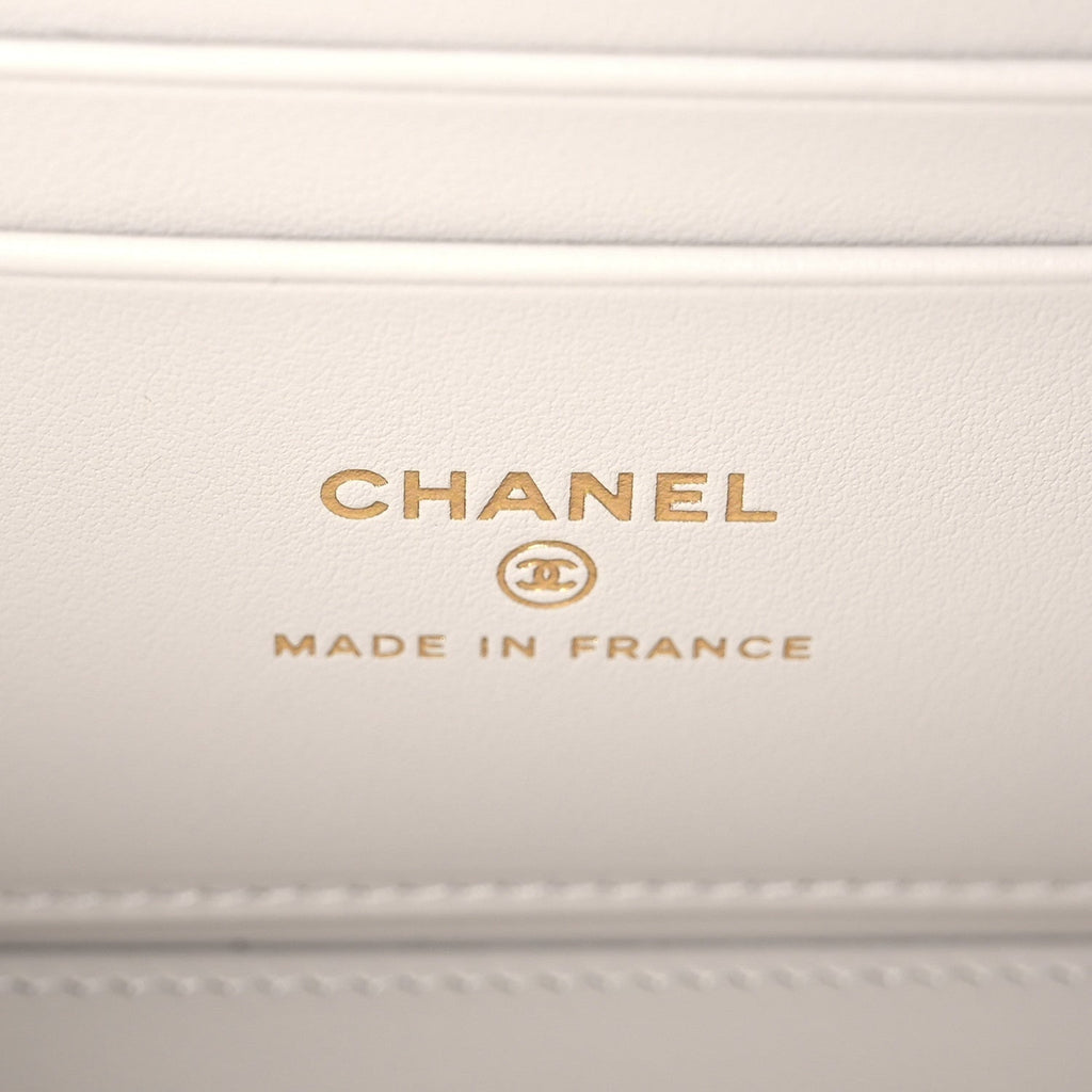 Chanel Caviar Quilted Small Tiny CC Vanity Case With Chain Light Grey